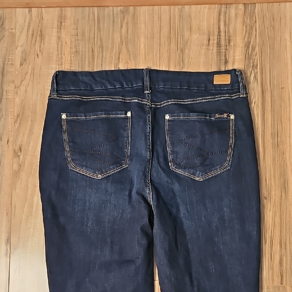 Seven7 Women’s Dark Blue Tummyless High rise Skinny Denim Jeans 16 - Picture 10 of 10